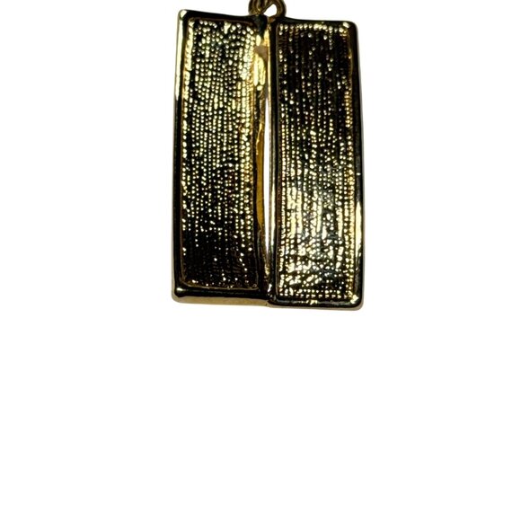 Modern Gold Textured Rectangle Pendant Geometric Design Unisex Minimalist - Picture 14 of 16